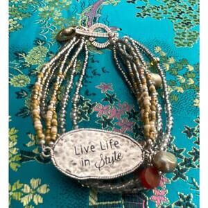 NWOT Silpada Live Life in Style Multi-Strand Beaded Charm Bracelet